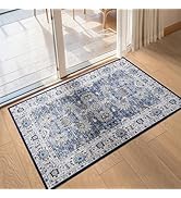2x3 Washable Indoor Entrance Door Mat Small Area Rug Non-Slip, Boho Floral Carpet Low Pile Vintag...