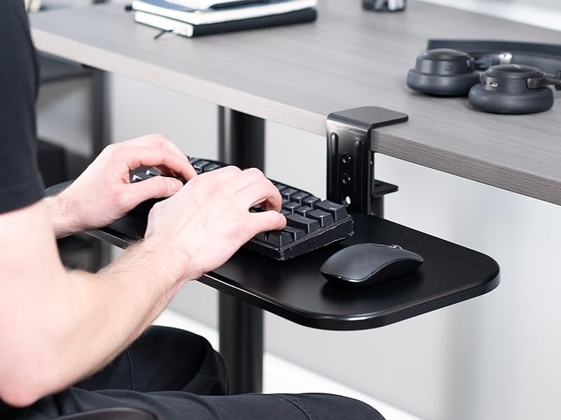 Single Clamp Rotating Keyboard Tray