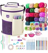 MIAOKE Crochet Kit, Crochet Kit for Beginners, 25 Crochet Yarn and 16 Different Sizes Crochet Hoo...
