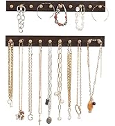 Mkono Necklace Holder Wall Mounted Set of 2 Rustic Wood Necklace Hanger Jewelry Organizer Hanging...