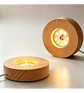 LOULIQIGIFT 2Pcs LED Wooden Display Lamps Base for Crystal Glass Art | 2.7in Lamp Led Base, Warm ...
