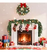 Dexmary 2 PCS 6 FT Christmas Garland, Artificial Cedar Pine Greenery Garland, Garlands for Decora...