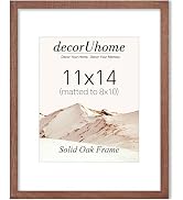 decorUhome Solid Oak Wood 11x14 Picture Frame Brown | Matted to 8x10 Pictures with High Definitio...
