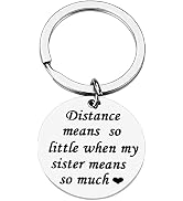 Sister Keychain Gift from Sister, Long Distance Leaving Going Away Apart Sister Keychain Cute Fun...