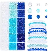 PH PandaHall 1590pcs Blue Crystal Beads for Jewelry Making, 4mm 6mm 8mm Acrylic Faceted Rondelle ...