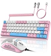 ZIYOU LANG RK-T8PR0 Wired 65% Mechanical Gaming Keyboard and Mouse Combo with RGB LED Backlit Ant...