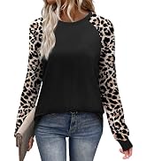 WIHOLL Long Sleeve Shirts for Women Color Block Raglan Tops Casual Crewneck Basic Tees Fall Cloth...