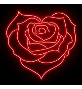 mllusxg Heart Rose Neon Sign, Heart Rose Led Sign, Wedding Wall Decor, Valentine's Day Decoration...