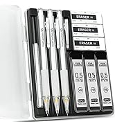 Four Candies Mechanical Pencil Set with Case - 3PCS 0.5mm Clear Mechanical Pencils & 180PCS HB Le...