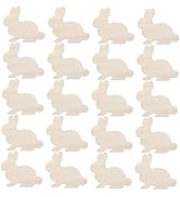 DOITOOL Bunny Rabbit Stuffed Animal 20pcs Rabbit Wood Chips DIY Wooden Pendants for Decor