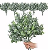 Naidiler 6 Pcs 15" Artificial Greenery Bush, Spray Dusty Green Fake Greenery Bundle Farmhouse Gre...