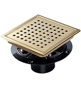 SaniteModar Shower Drain, 6 inch Shower Floor Square Drain with Flange, Removeable Grid Panel SUS...