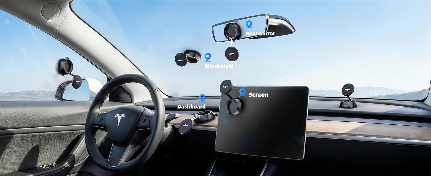 dashboard car phone mount also works as a Windshield phone holder for Tesla screens.