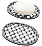 Aenfaiy 2 Pack Soap Bar Holder for Shower, Non-Slip Silicone Bar Soap Dish for Bathroom Sink Kitc...