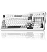 Aula F3099 Wireless Keyboard with Media Knob, Tri-Mode BT5.0/2.4GHz/USB-C Cute Creamy Keyboard wi...