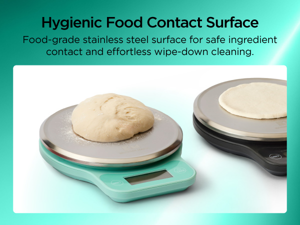 Food scale with food-grade stainless steel platform for safe ingredient contact, easy cleaning