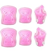Kids Knee and Elbow Pads Set - Adjustable Protective Gear with Wrist Guard for Skating, Scooter, ...