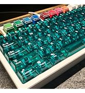 mintcaps Crystal Clear Keyboard Keycaps Transparent PC Cherry Profile Green Keycap Set 114 Keys S...