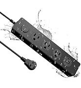 IPX9 Outdoor Power Strip Weatherproof,Surge Protector with 3 Outlet with 3 USB Charging Ports(2 U...