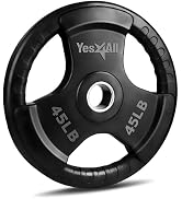 Yes4All Rubber Grip Plates for Barbell, 2-Inch Weight Plates for Weightlifting and Strength Train...