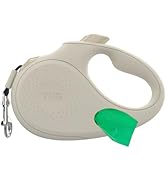 TUG Oval 360° Tangle-Free Retractable Dog Leash with Integrated Waste Bag Dispenser (Medium, Cream)