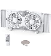 shinic Window Fan with Reversible Airflow Quiet, Twin 9" Blades, Full Remote Control, 3 Functions...