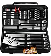 POLIGO 28PC Exclusive BBQ Grill Accessories in Carrying Bag for Birthday Christmas Grilling Gifts...