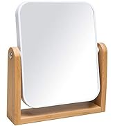 YEAKE Vanity Makeup Mirror with Natural Bamboo Stand,8 Inch 1X/3X Magnification Double Sided 360 ...