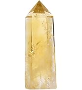 Angelstones Natural Citrine Gemstone Healing Crystal Hexagonal Pointed Reiki Chakra Faceted Prism...