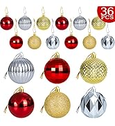 36Pcs 6cm Red Gold Silver Christmas Balls Ornaments for Christmas Tree- Christmas Decorations-Xma...