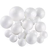 Pllieay 20 Pieces 5 Sizes White Foam Balls Polystyrene Craft Balls Art Decoration Foam Balls for ...