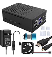 GeeekPi Raspberry Pi 4 Case with PWM Fan, 18W 5V 3.6A USB-C Raspberry Pi 4 Power Supply, Heatsink...