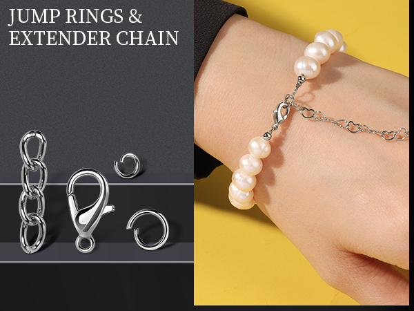 Jump Rings & Extender Chains & Small Loster Claw Clasps for Jewelry Making