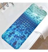 Seawater Bathtub Mat Non Slip, Ocean Waves Bath Tub Mat Baby Bath Mats for Bathroom Anti Slip Sho...