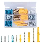 KURUI Drywall Anchors and Screws Assortment Kit 350PCS, 175 Plastic Wall Anchors and 175 Philips ...