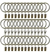 40 Pack Curtain Rings with Clips Hooks, Drapery Rings Stainless Steel Metal 1.5 inch Curtain Hang...