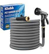 KLABB 20FT Garden Hose 5/8" with Solid Brass Connectors & 10-Function Nozzle – Lightweight Flexib...