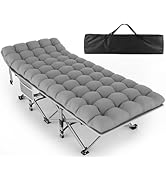 ZENPETIO Camping Cot for Adults - Heavy-Duty Cot Bed with Mattress, Portable Sleeping Cots for Ou...