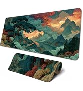 Brecoy Large Mouse Pad, Anime Black Gaming, Extended Kanagawa Mat Desk Pad, 3mm Thick Long Non-Sl...
