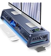 Vaydeer All-in-One Dual Monitor Stand Riser with 2 Drawers, 8USB Ports and Wireless Charging Pad ...