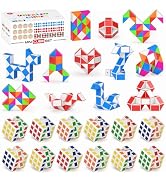 Vdealen 48 Pack Mini Cube&Fidget Snake Cube Puzzle Party Favors for Kids, School Rewards&Classroo...