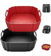 2 Pack Square Silicone Air Fryer Liners,8.5 Inch Air Fryer Liners for COSORI 5-6.5 QT,Reusable Si...