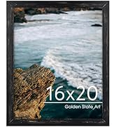Golden State Art 16x20 Picture Frame Rustic Distressed Black - Solid Wood with HD Plexiglass - Di...