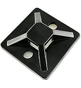 HS Cable Tie Mounts Self Adhesive with Screw Hole Zip Wire Tie Mounting Base Holder (100 Pack) Sq...