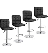 SUPER DEAL Set of 4 Bar Stools for Kitchen, Modern PU Leather Swivel Adjustable Counter Height Sw...