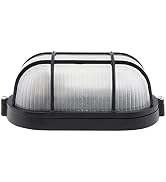 RTNLIT Nautical Bulkhead Light Fixture, Black Outdoor Wall Light Fixture for Wall or Ceiling, Wet...