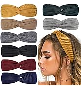 Huachi Headbands for Women Twist Knotted Boho Stretchy Hair Bands for Girls Criss Cross Turban Pl...