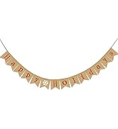 Happy Holidays Banner Burlap | Christmas Banner Burlap | Christmas Decorations| Holiday Decoratio...