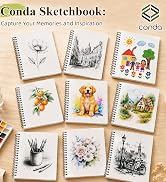 Conda 8.5"x11" Hardbound Sketch Book, 80-Sheets 90gsm Double-Sided Hardcover Sketchbook, Spiral S...