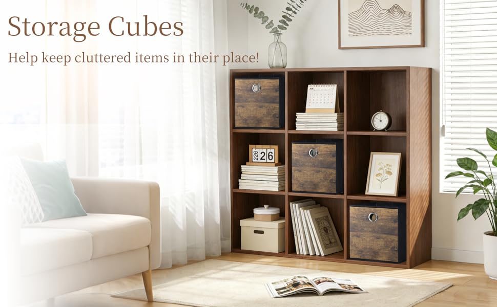 sturdy storage cube boxes with stylish wood look great for home space-saving storage solution